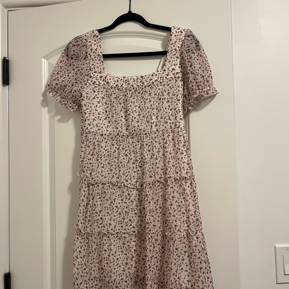 Floral Print Dress with Square Neckline